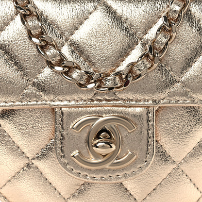 Chanel Metallic Lambskin Quilted CC In Love Heart Clutch With Chain Gold 8 of 12