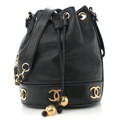 Chanel Lambskin CC Drawstring Shoulder Bag Black 1 of 9