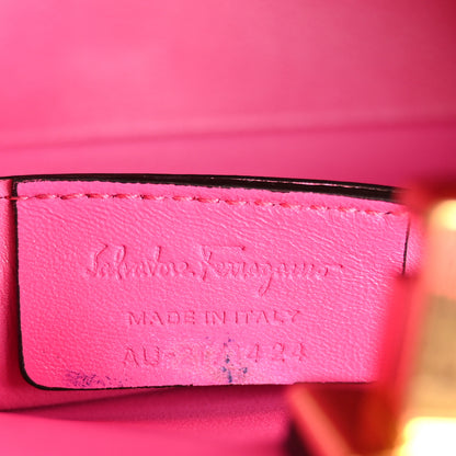 Salvatore Ferragamo Hammered Calfskin Small The Studio Box Bag Hot Pink 6 of 13