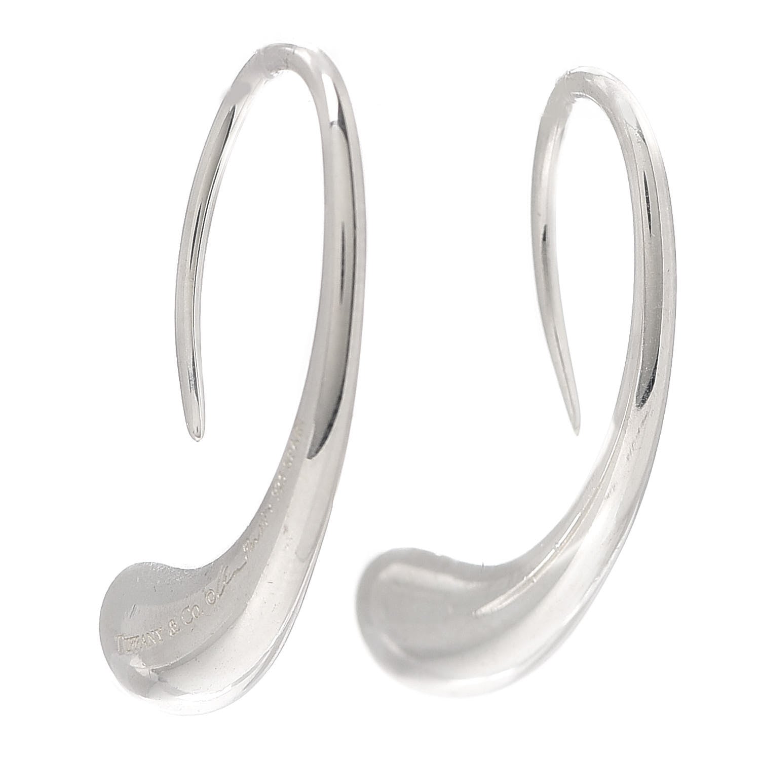 Tiffany Sterling Silver Elsa Peretti Teardrop Hoop Earrings 2 of 5