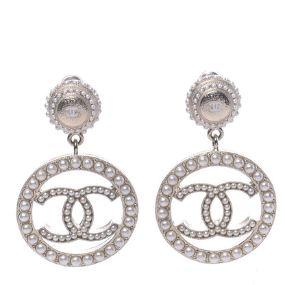 Chanel Pearl CC Drop Earrings Light Gold 1 of 5