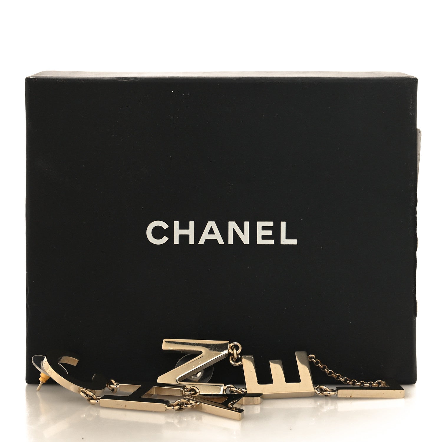 Chanel Metal Cha-Nel Logo Drop Earrings Gold 5 of 5
