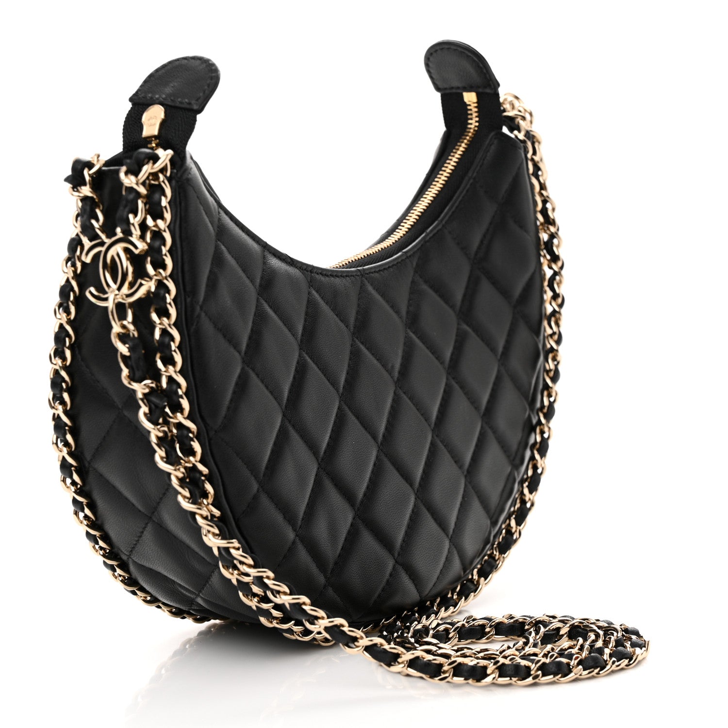 Chanel Lambskin Quilted Small Hobo Bag Black 3 of 10