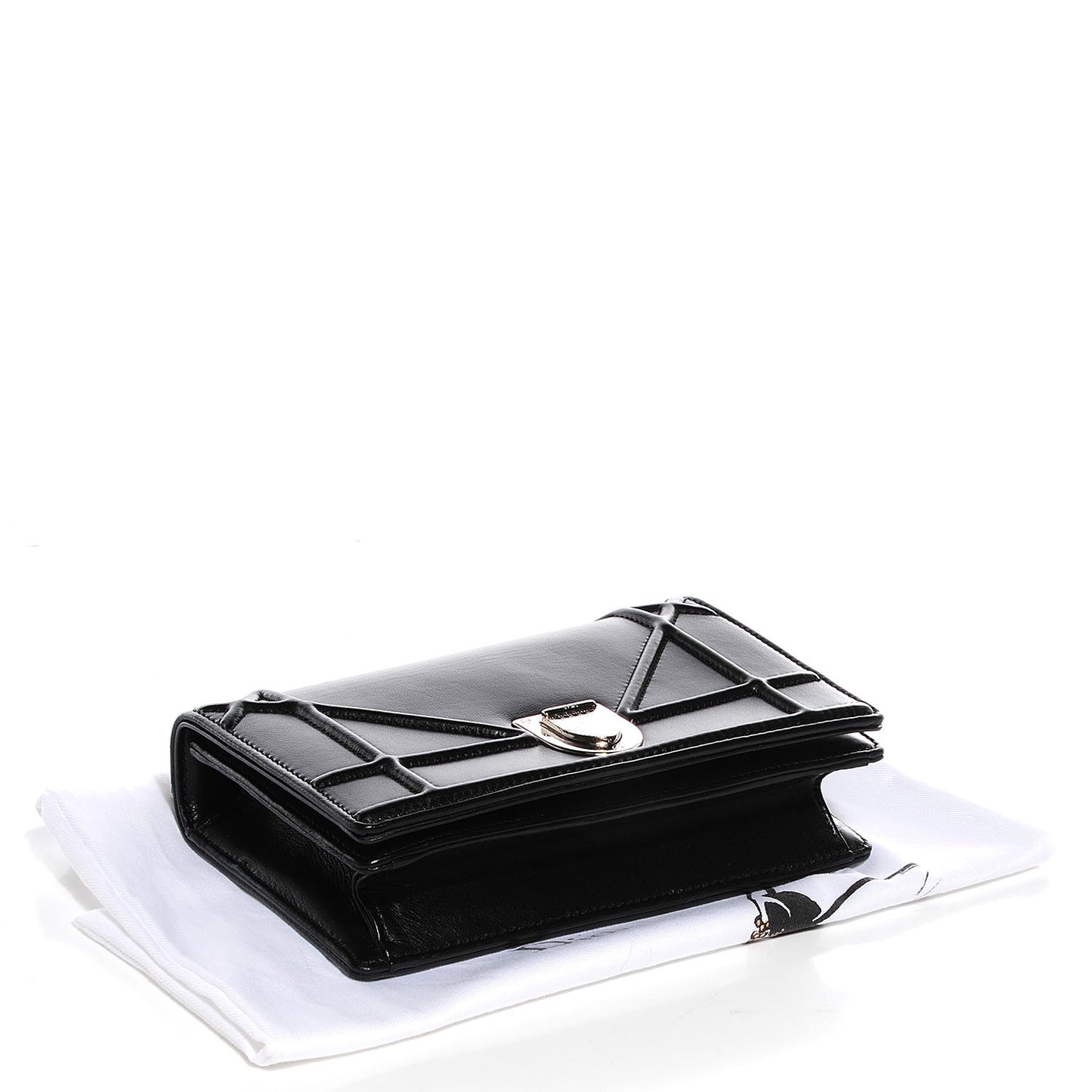 Lambskin Mini Diorama Flap Bag Black