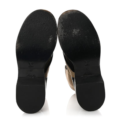 Louis Vuitton Canvas Calfskin Crocodile Embossed Metropolis Flat Ranger Boots 37 Kaki 6 of 10