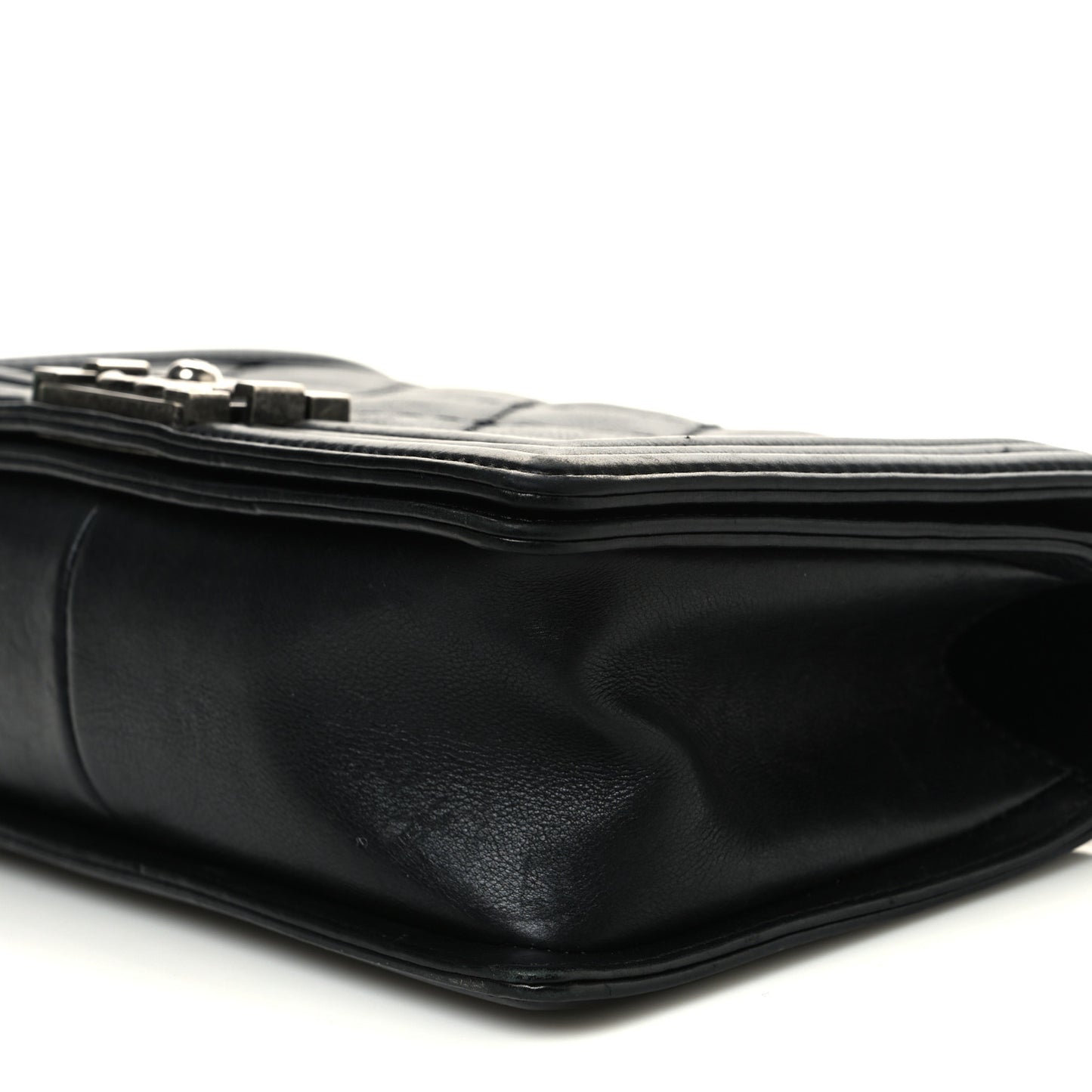 Calfskin Double Stitch Medium Boy Flap Black