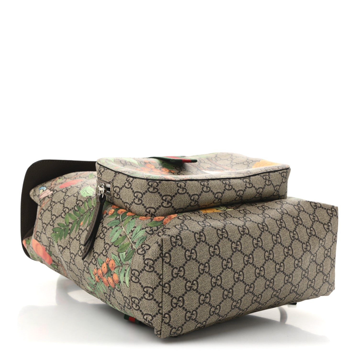 Gucci GG Supreme Monogram Tian Web Single Buckle Backpack Beige Multicolor New Acero 4 of 11
