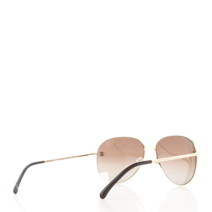 Chanel Aviator CC Sunglasses 4189-T-Q Gold 4 of 9