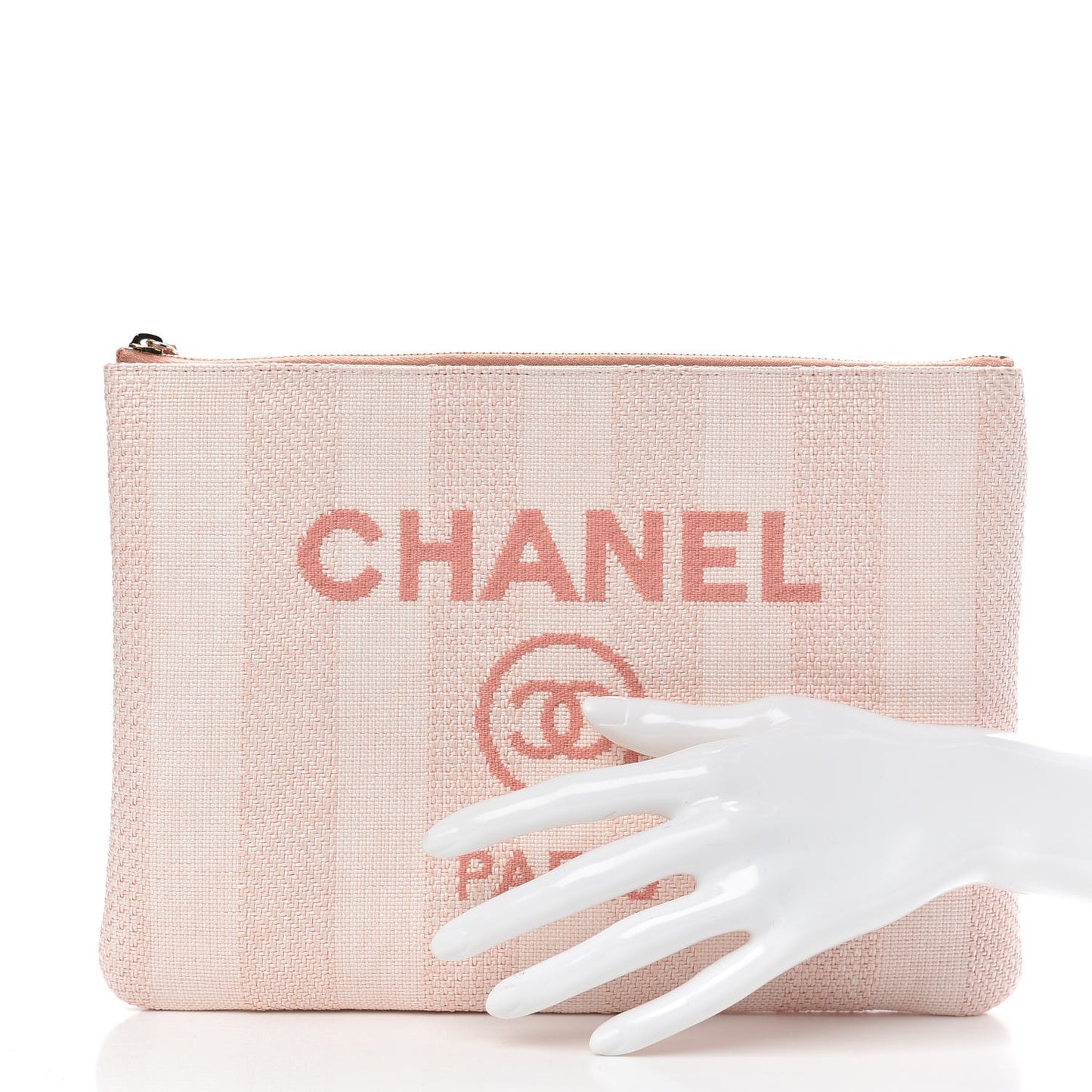 Mixed Fibers Striped Deauville Cosmetic Pouch Light Pink