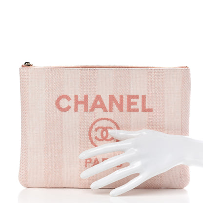 Chanel Mixed Fibers Striped Deauville Cosmetic Pouch Light Pink 3 of 8