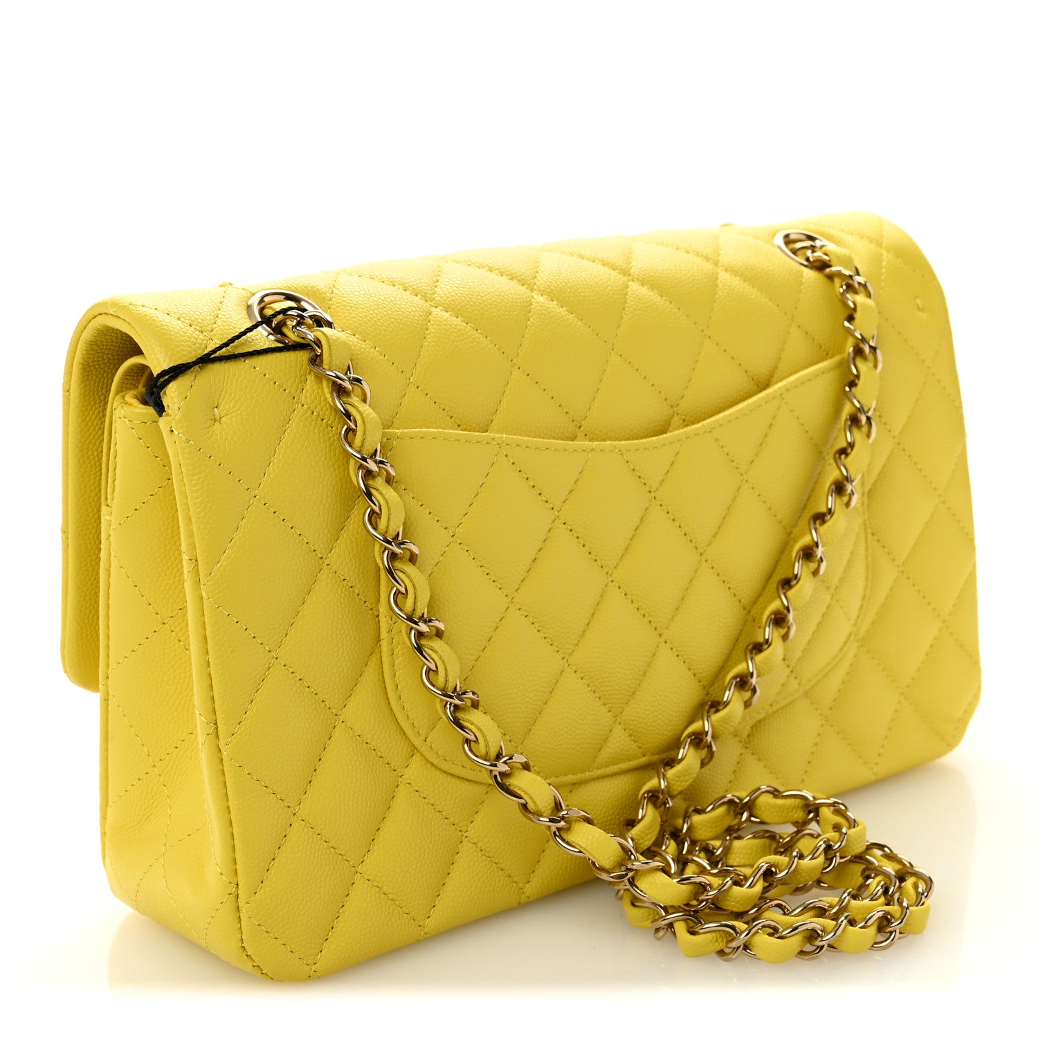 Chanel Caviar Quilted Medium Double Flap Yellow 3 of 10
