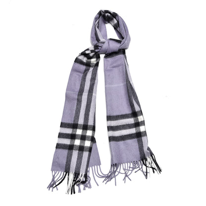 Burberry Cashmere Giant Check Fringe Scarf Lilac 1 of 5