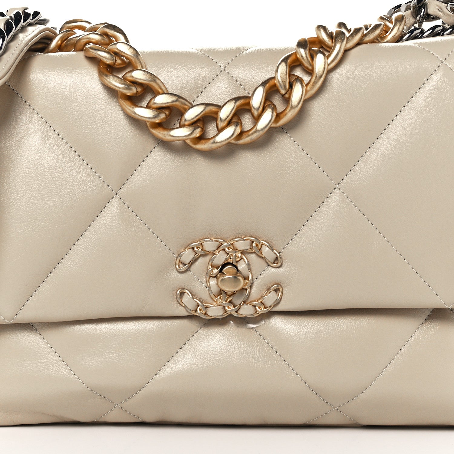 Chanel Lambskin Quilted Large Chanel 19 Flap Beige 8 of 10
