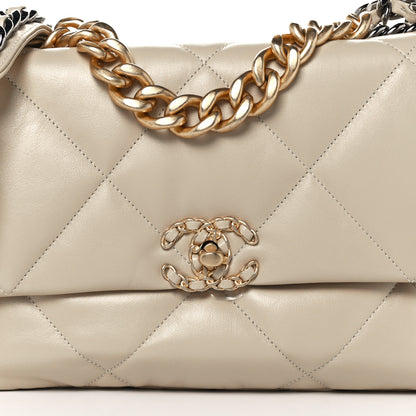 Chanel Lambskin Quilted Large Chanel 19 Flap Beige 8 of 10
