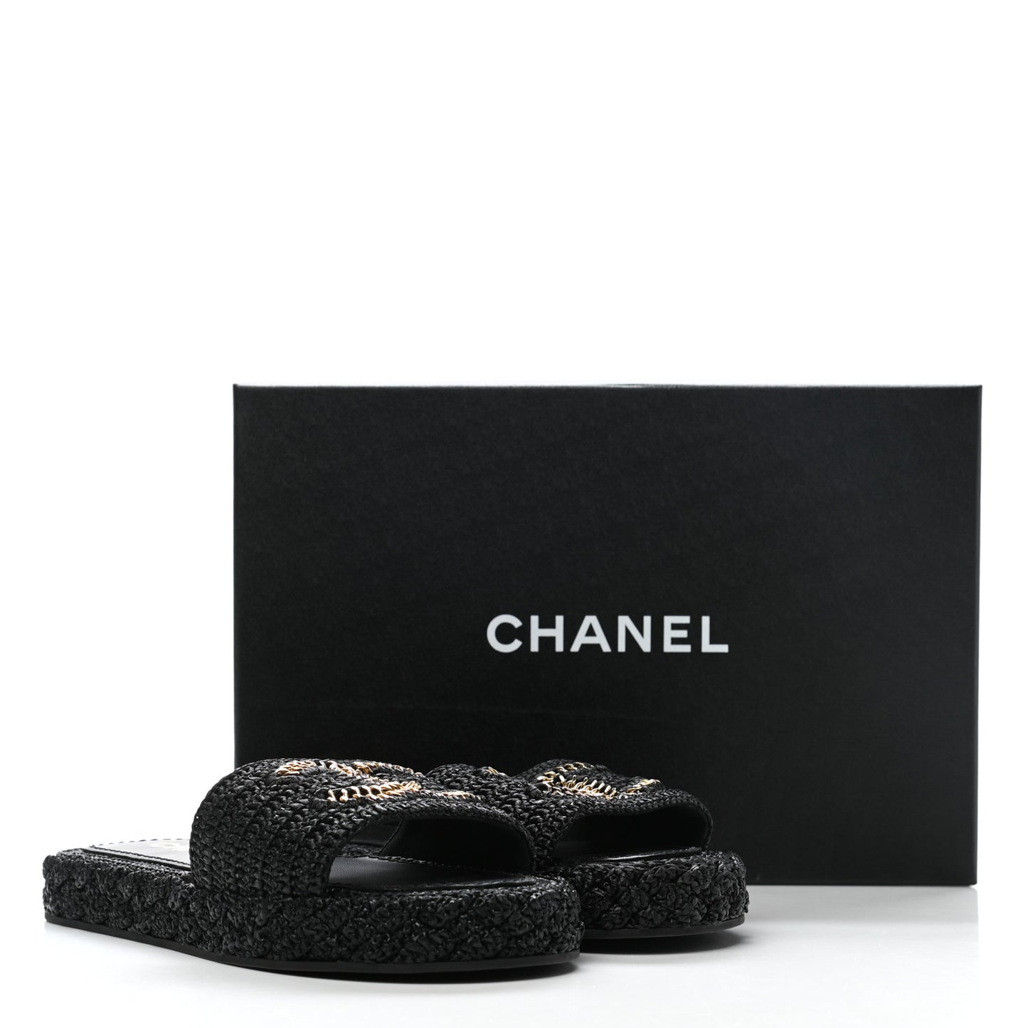 Cord Braided CC Mules 37 Black
