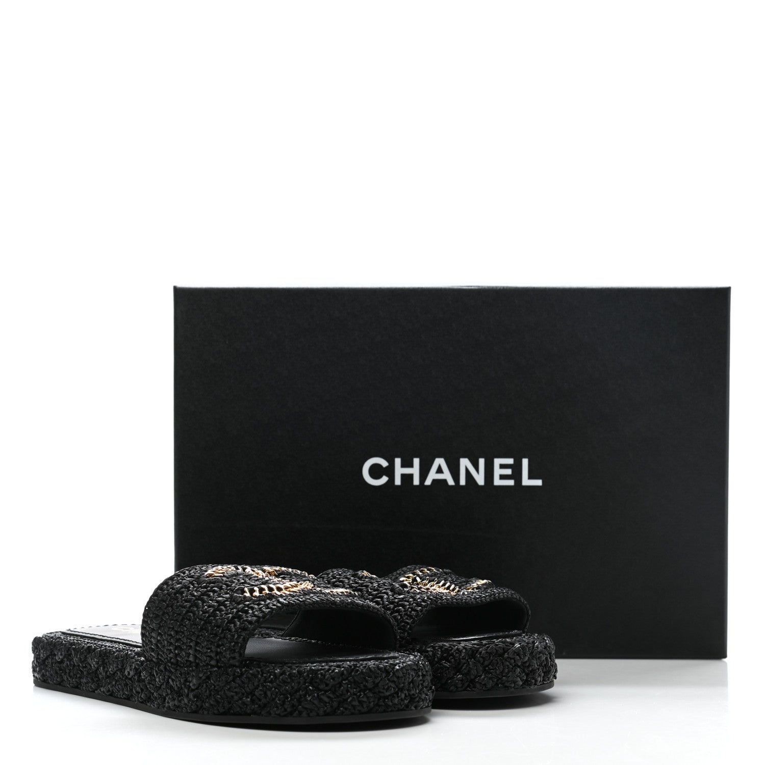 Chanel Cord Braided CC Mules 37 Black 9 of 9