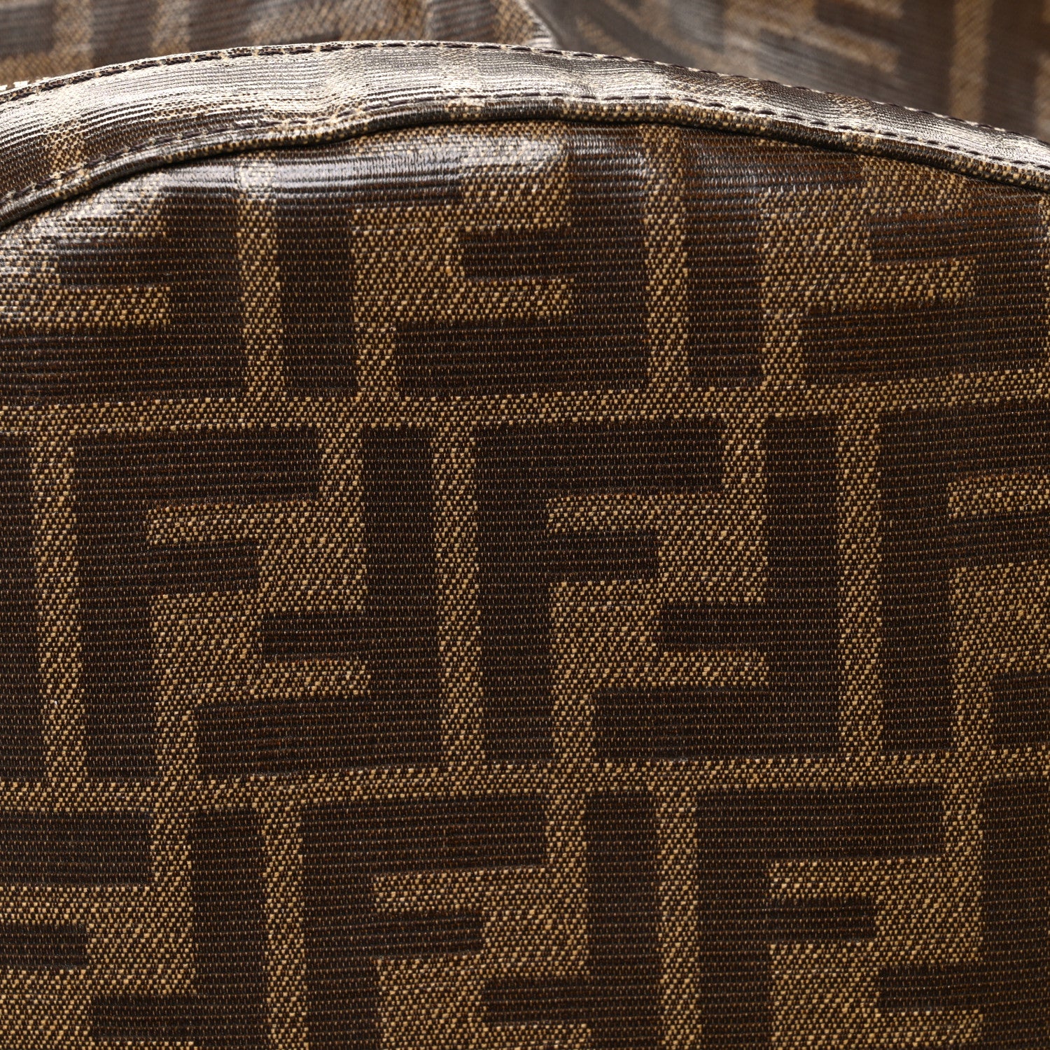 Fendi X FILA Glazed Fabric Vitello Century FF 1974 Mania Pouch Pocket Backpack Mogano Panna Blueberry 8 of 10