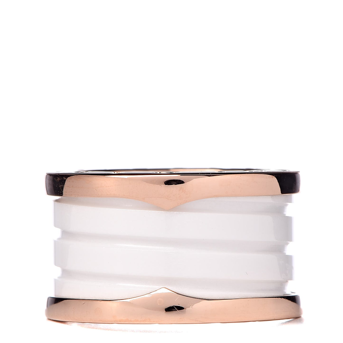 18K Rose Gold White Ceramic B.Zero1 Four-Band Ring 49 4.75