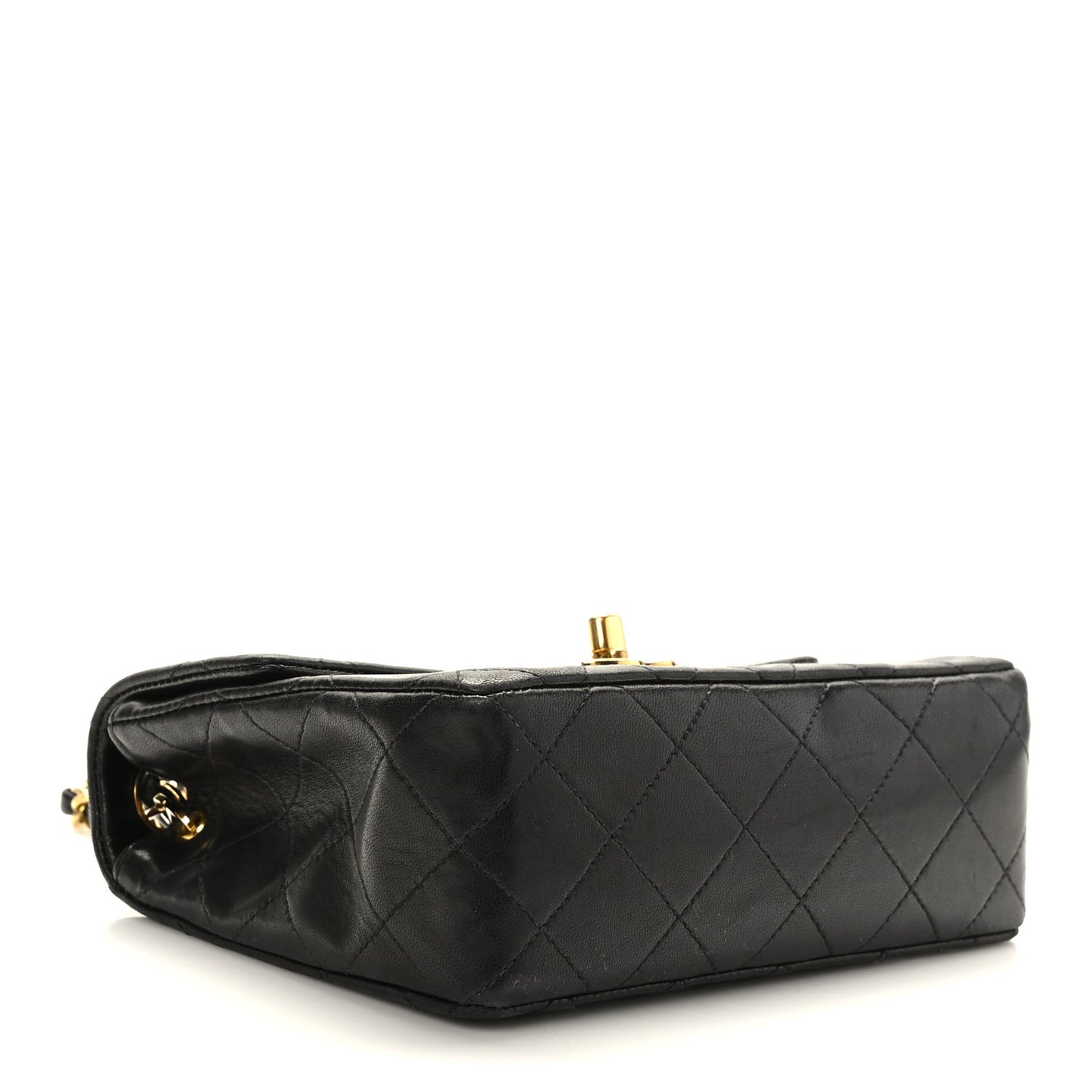 Lambskin Quilted Mini Square Flap Bag Black