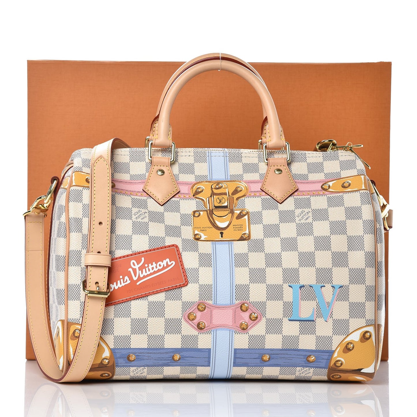 Damier Azur Summer Trunks Speedy Bandouliere 30