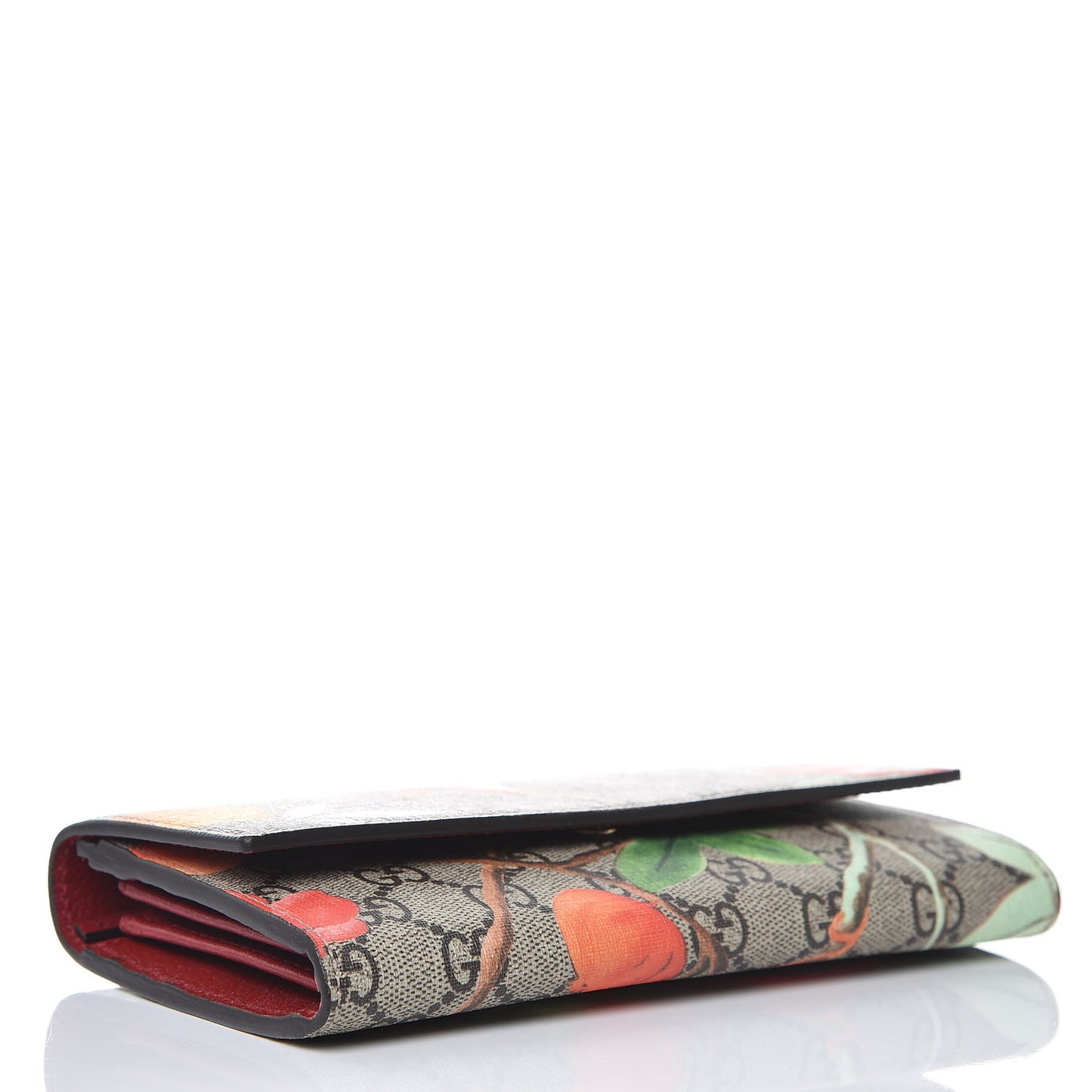 GG Supreme Monogram Tian Continental Wallet Beige Multicolor Red