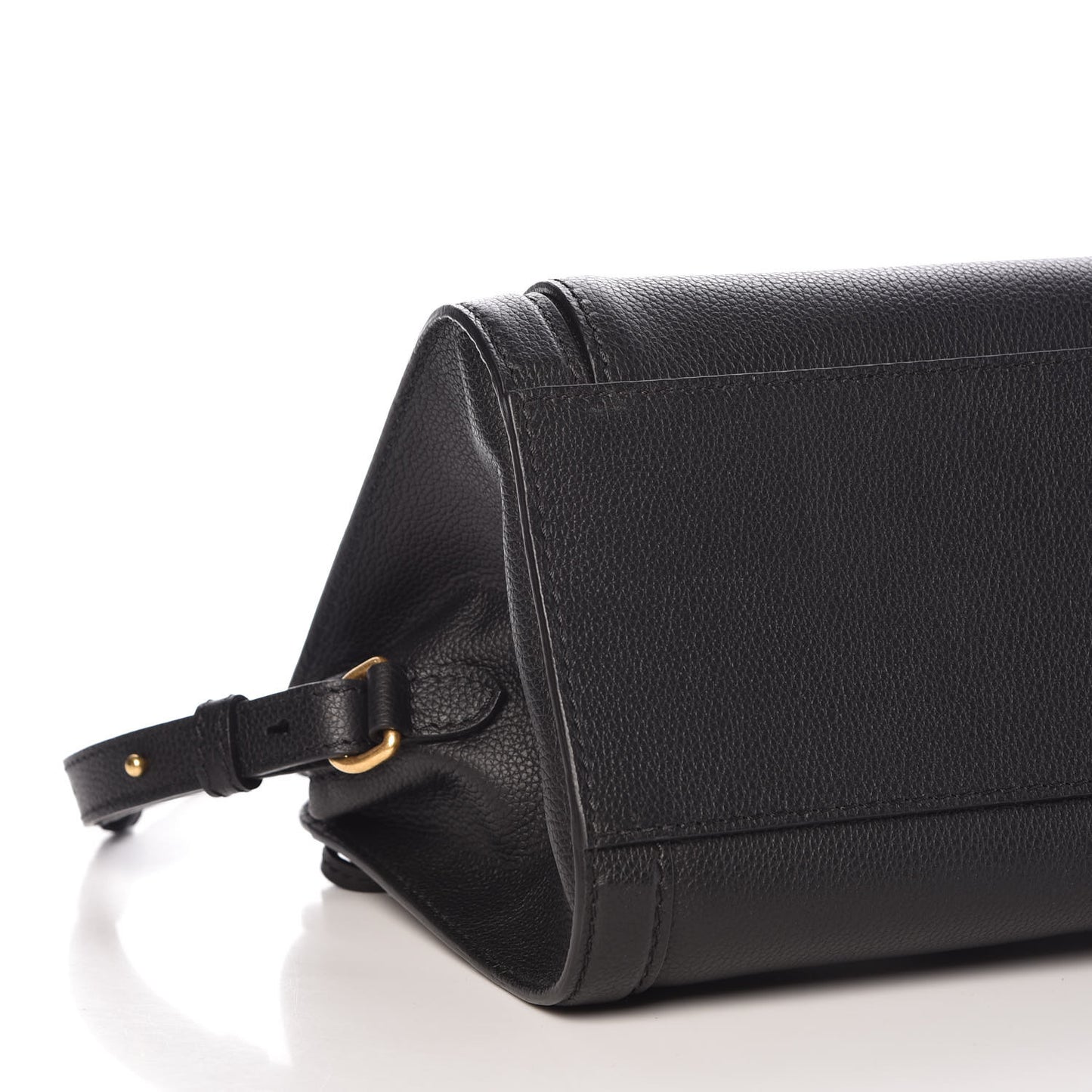Pebbled Calfskin Padlock Pocket Tote Black