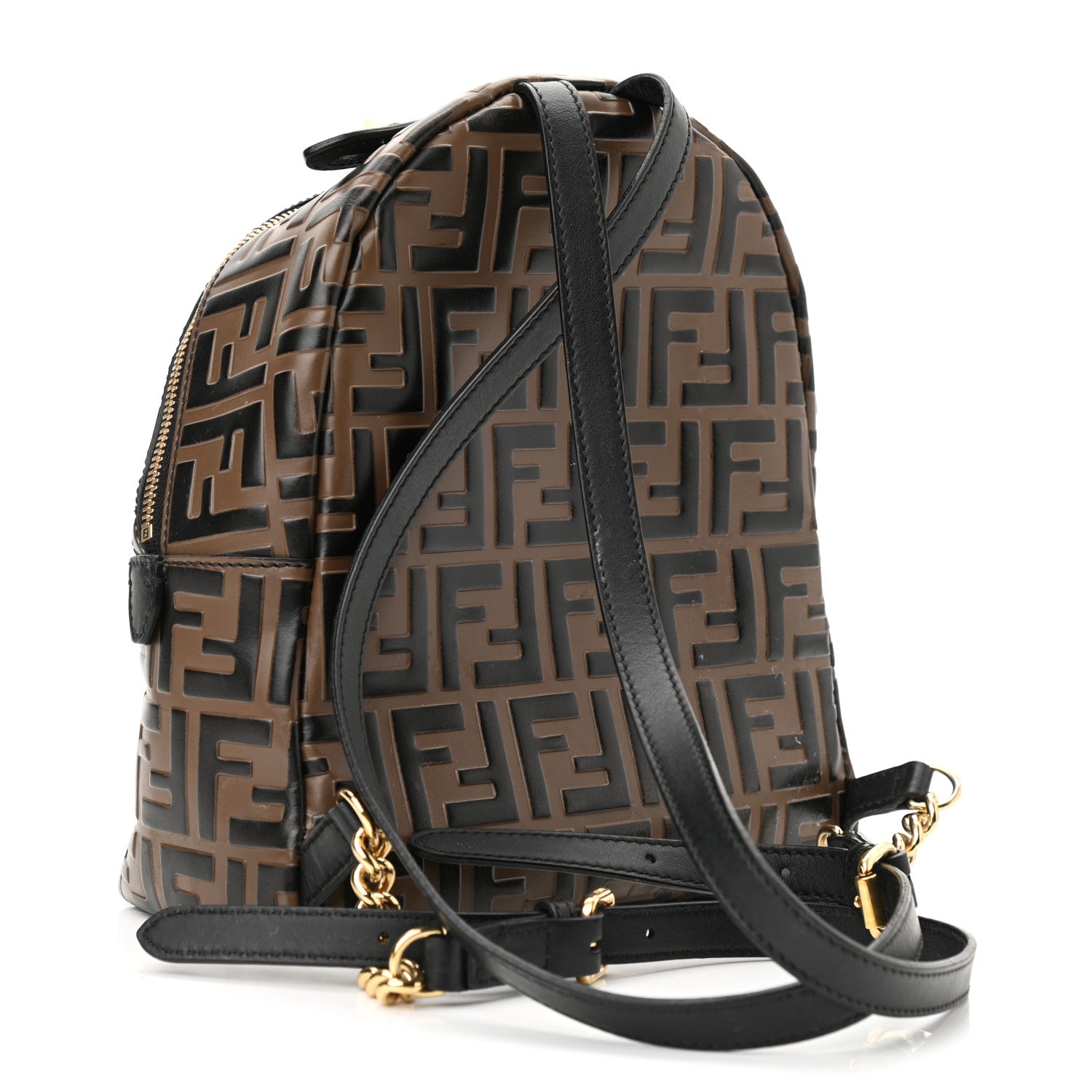 Fendi Vitello Bi-Color FF 1974 Embossed Mini Backpack Maya Black 3 of 11