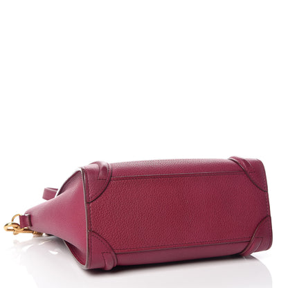 Celine Drummed Calfskin Nano Luggage Plum 5 of 9