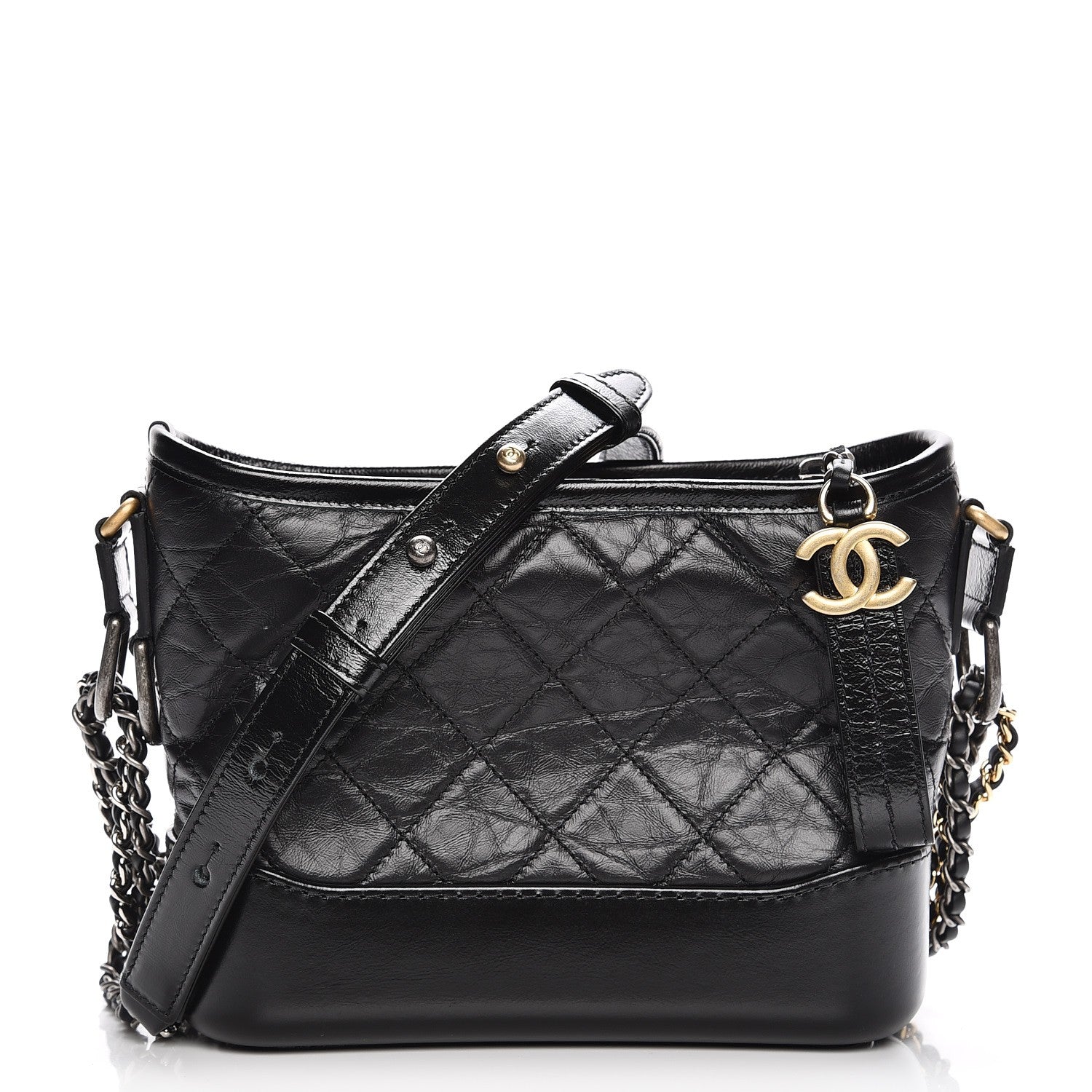 Chanel Aged Calfskin Quilted Small Gabrielle Hobo Black 1 of 14