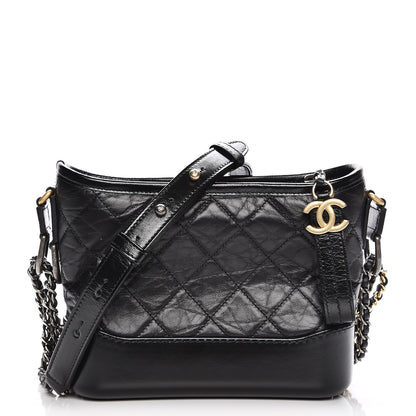 Chanel Aged Calfskin Quilted Small Gabrielle Hobo Black 1 of 14