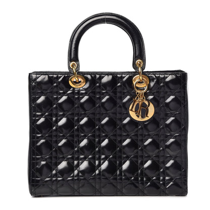 Christian Dior Glazed Calfskin Cannage Large Lady Dior Black 1 of 13