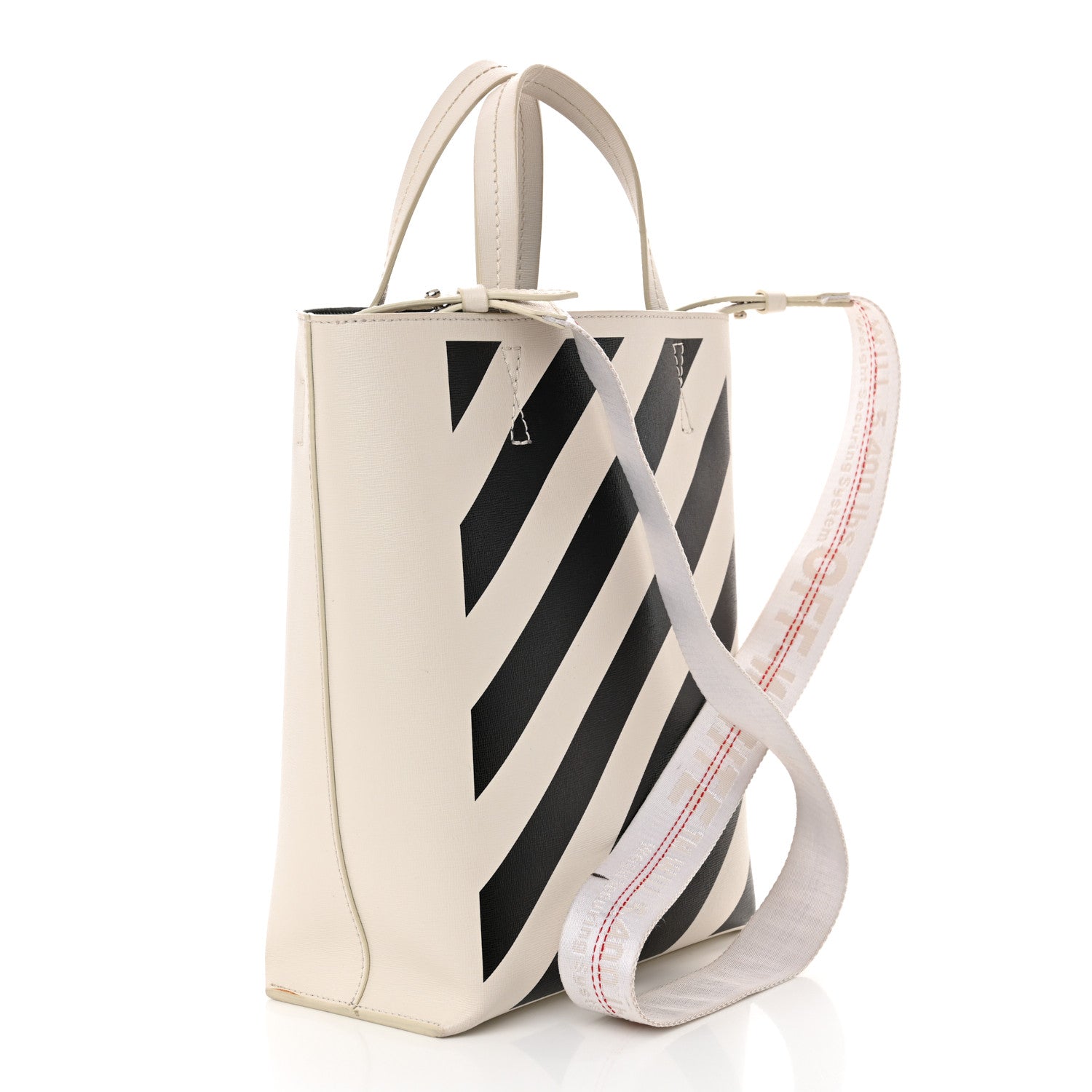 Off-White Saffiano Striped Diag Binder Crossbody White 4 of 16
