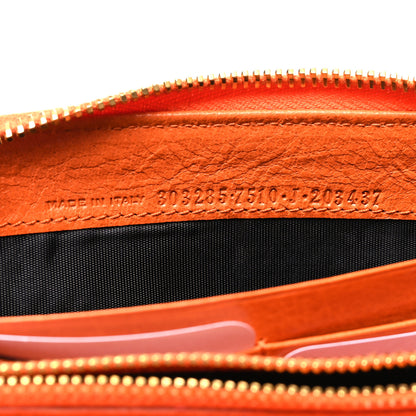 Balenciaga Agneau Classic Hardware Continental Zip Around Wallet Tangerine 6 of 10