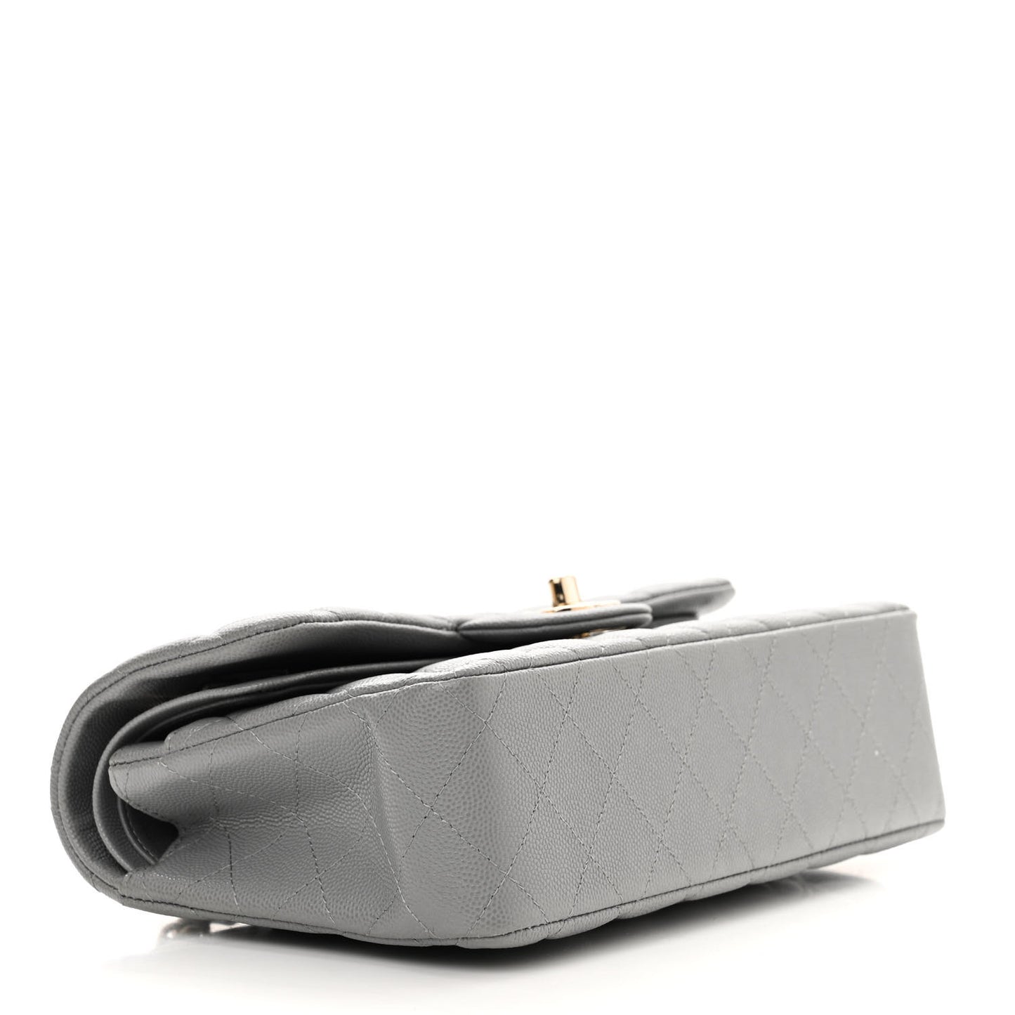 Caviar Quilted Small Double Flap Grey