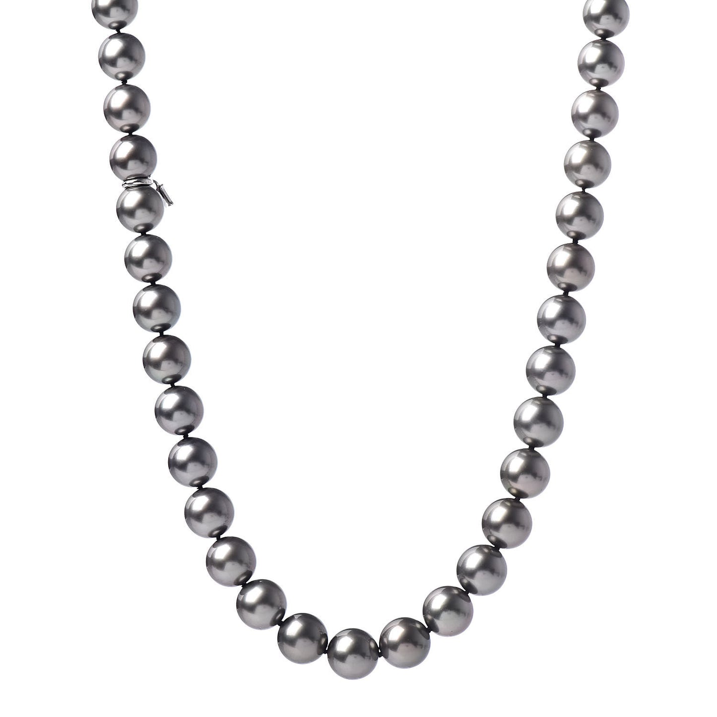 18K White Gold Gray South Sea Cultured Pearl 9-10mm Ginza Strand Necklace 18"