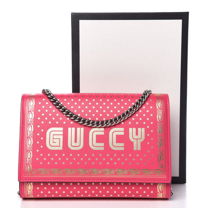Gucci X SEGA Calfskin GUCCY Stars Chain Wallet Violet Fuxia Gold 11 of 11