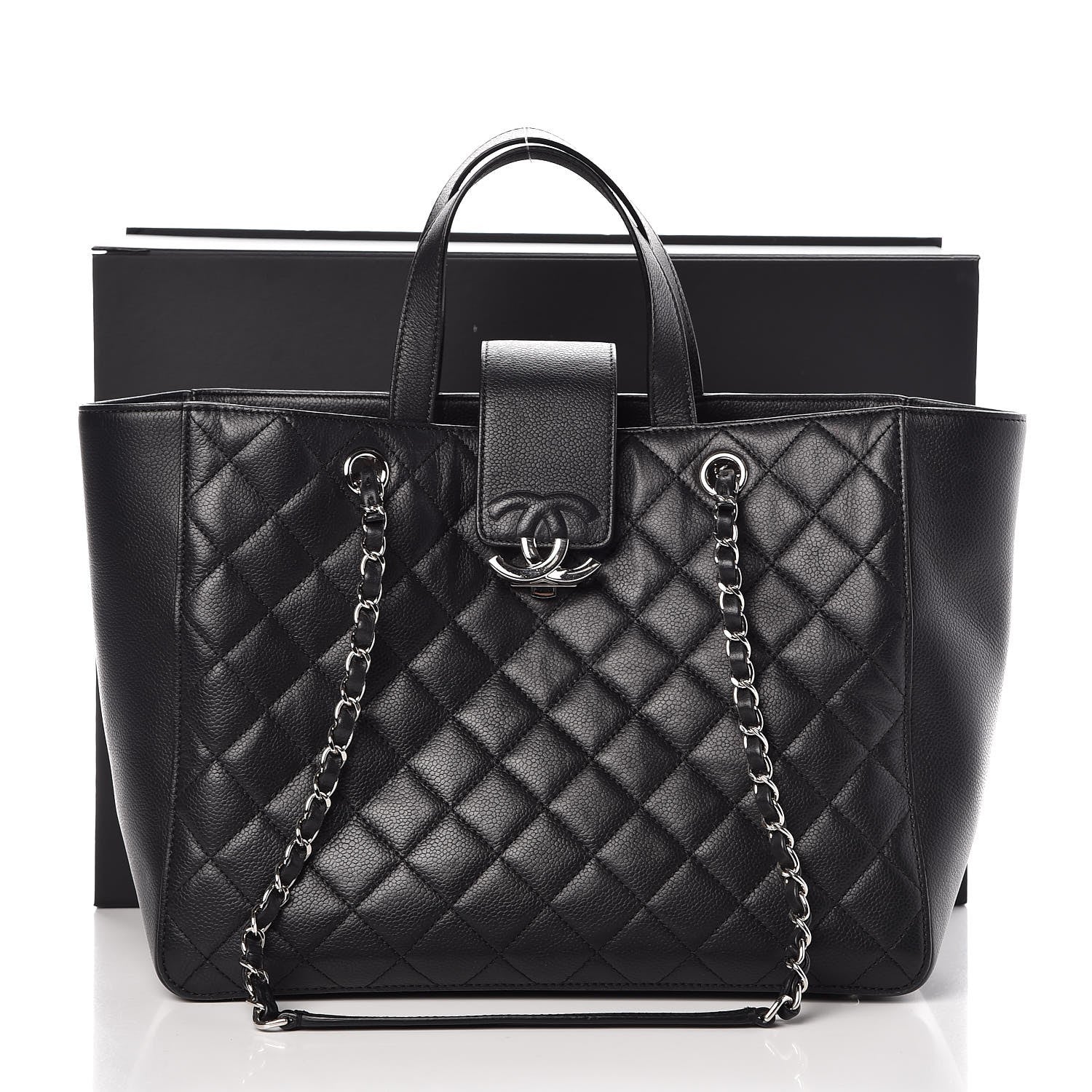 Chanel Caviar Quilted Large CC Box Shopping Tote Black 9 of 13