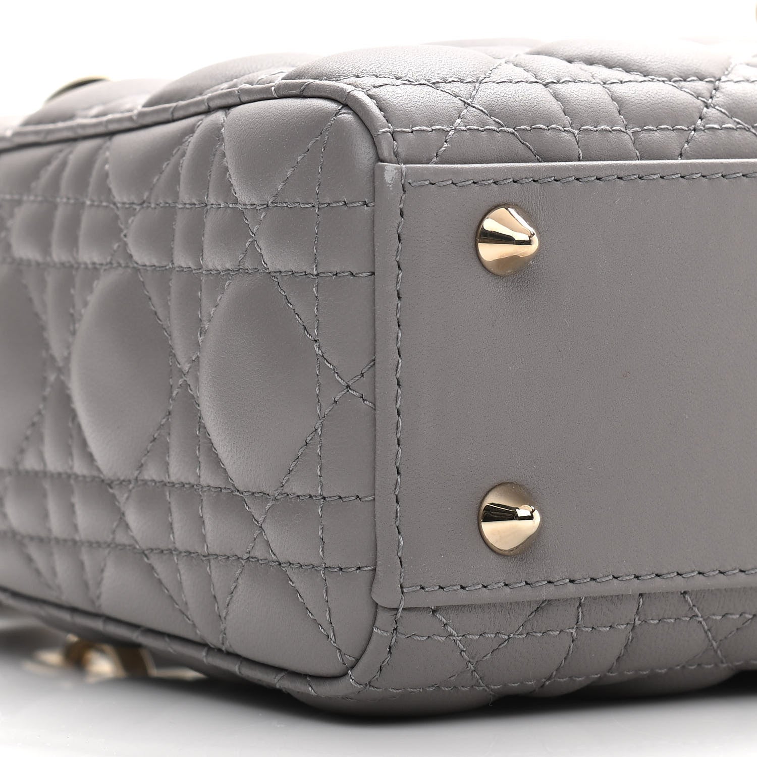 Christian Dior Lambskin Cannage Small My ABCDior Lady Dior Grey 9 of 10