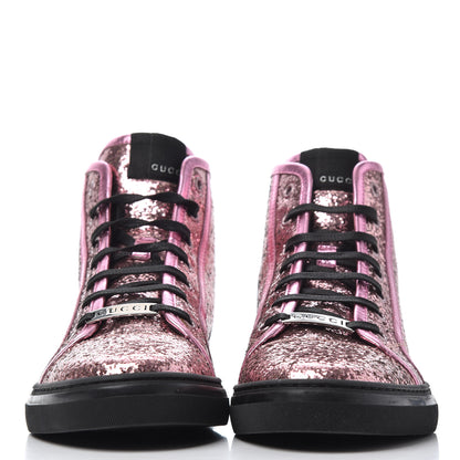 Gucci Glitter Galactica Nappa High Top Sneakers 39.5 Soft Pink Rosa 2 of 9