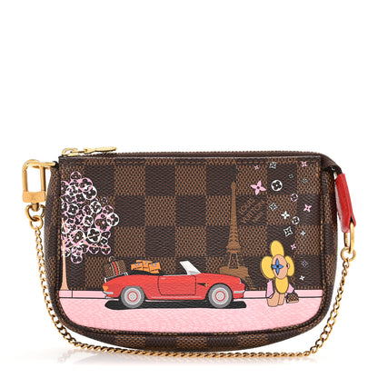 Louis Vuitton Damier Ebene 2019 Christmas Animation Mini Pochette Accessories Red 1 of 9
