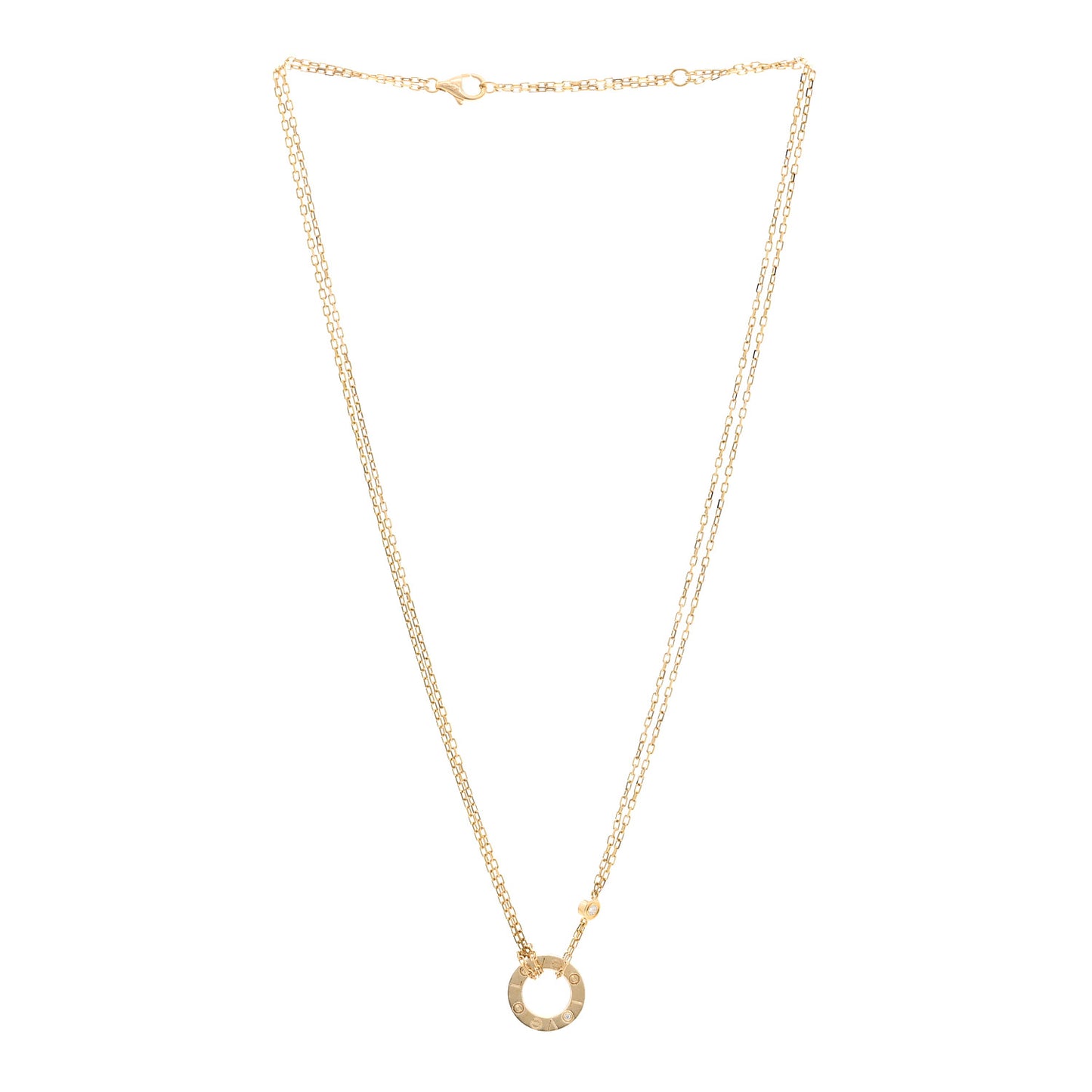 18K Yellow Gold 2 Diamond LOVE Necklace