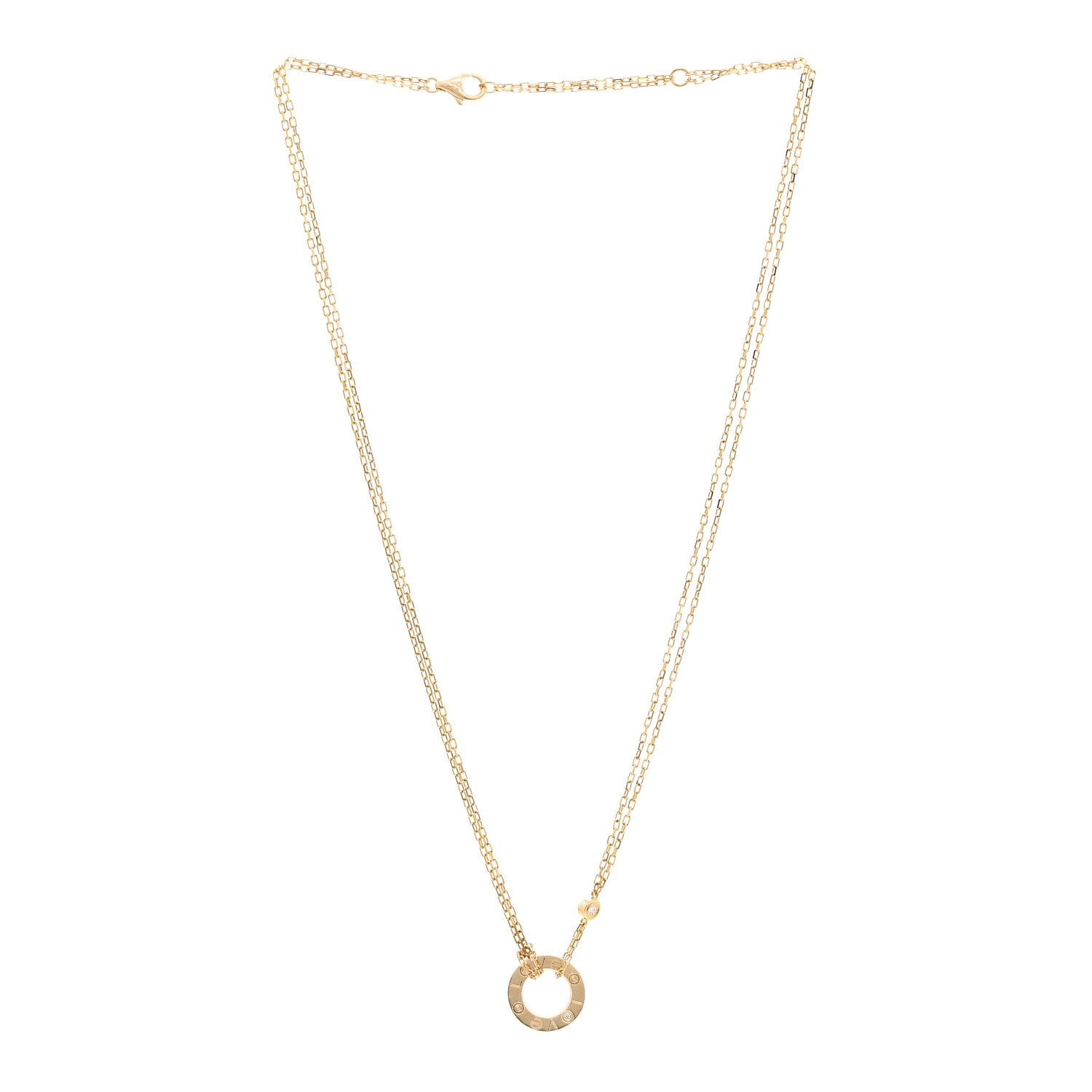 Cartier 18K Yellow Gold 2 Diamond LOVE Necklace 3 of 5