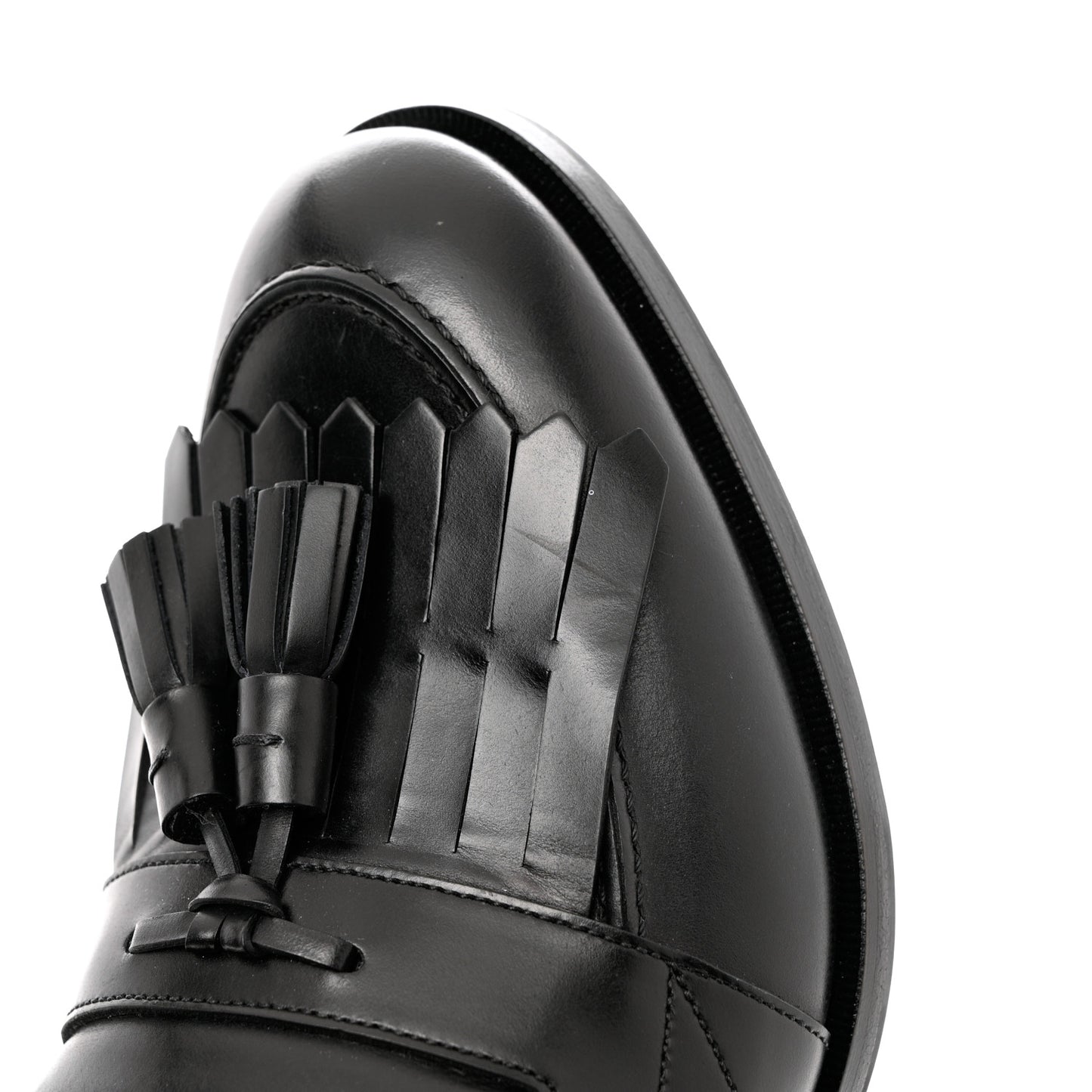 Calfskin Mens Tassel Loafers 8 Black