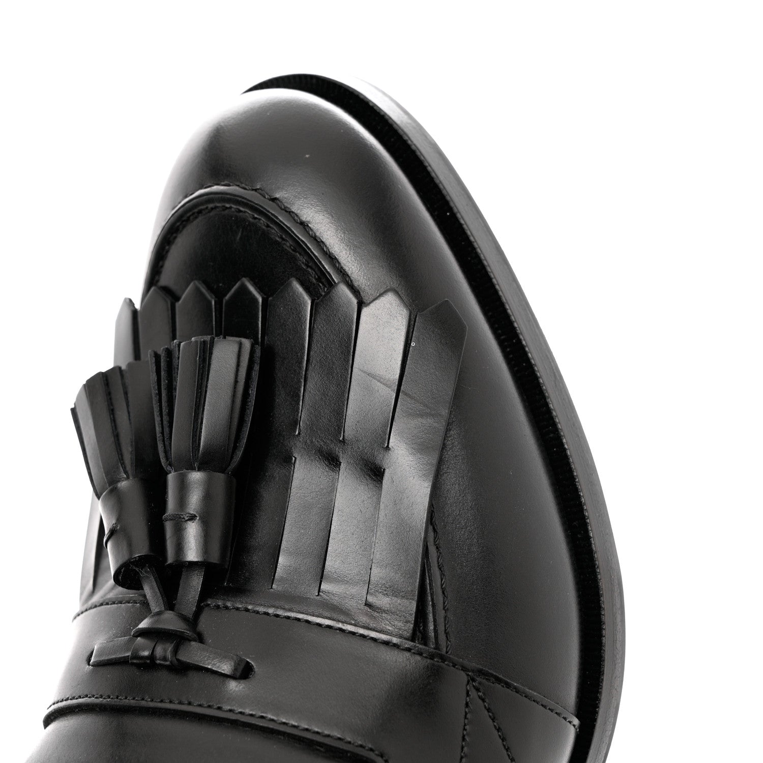 Gucci Calfskin Mens Tassel Loafers 8 Black 9 of 17