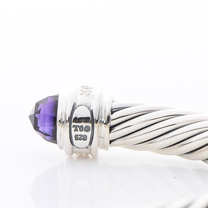 David Yurman Sterling Silver Diamond Amethyst 7mm Cable Classics Bracelet 4 of 5