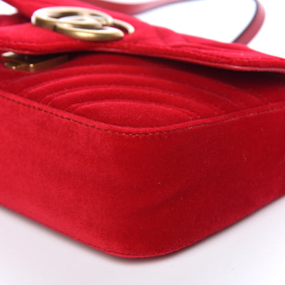 Gucci Velvet Matelasse Mini GG Marmont Shoulder Bag Hibiscus Red 10 of 11