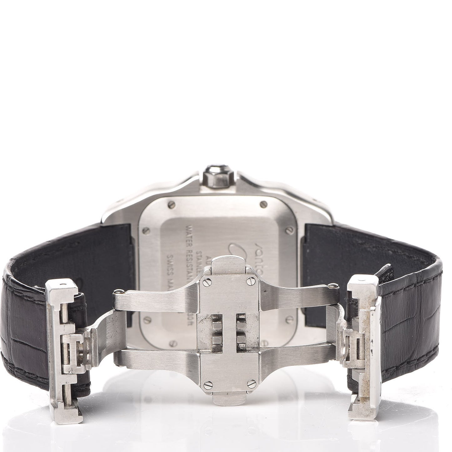 Stainless Steel Alligator 33mm Santos 100 Automatic Watch Brown
