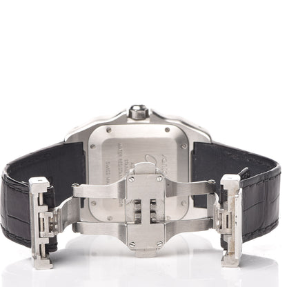 Cartier Stainless Steel Alligator 33mm Santos 100 Automatic Watch Brown 5 of 8