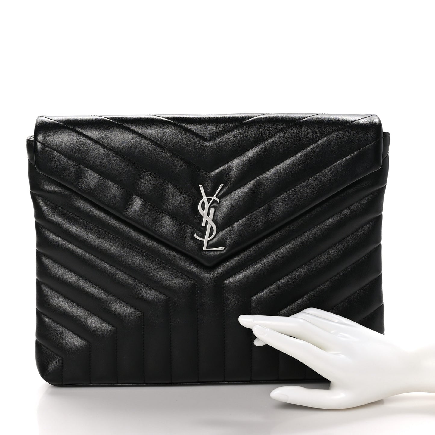 Calfskin Y Quilted Monogram Loulou Document Holder Black
