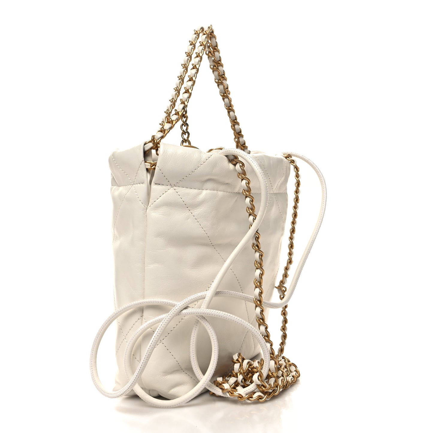 Shiny Calfskin Quilted Mini Chanel 22 White